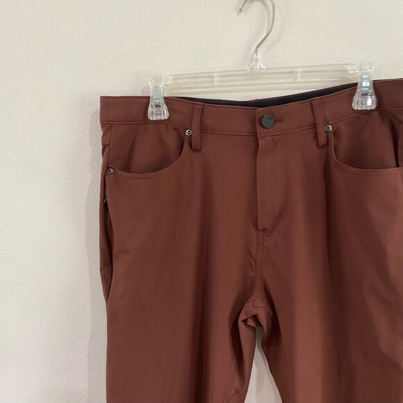 01. Algo Performance Pants Mens 33/34 Moisture Wicking Stretch Bitter Chocolate - Picture 4 of 9